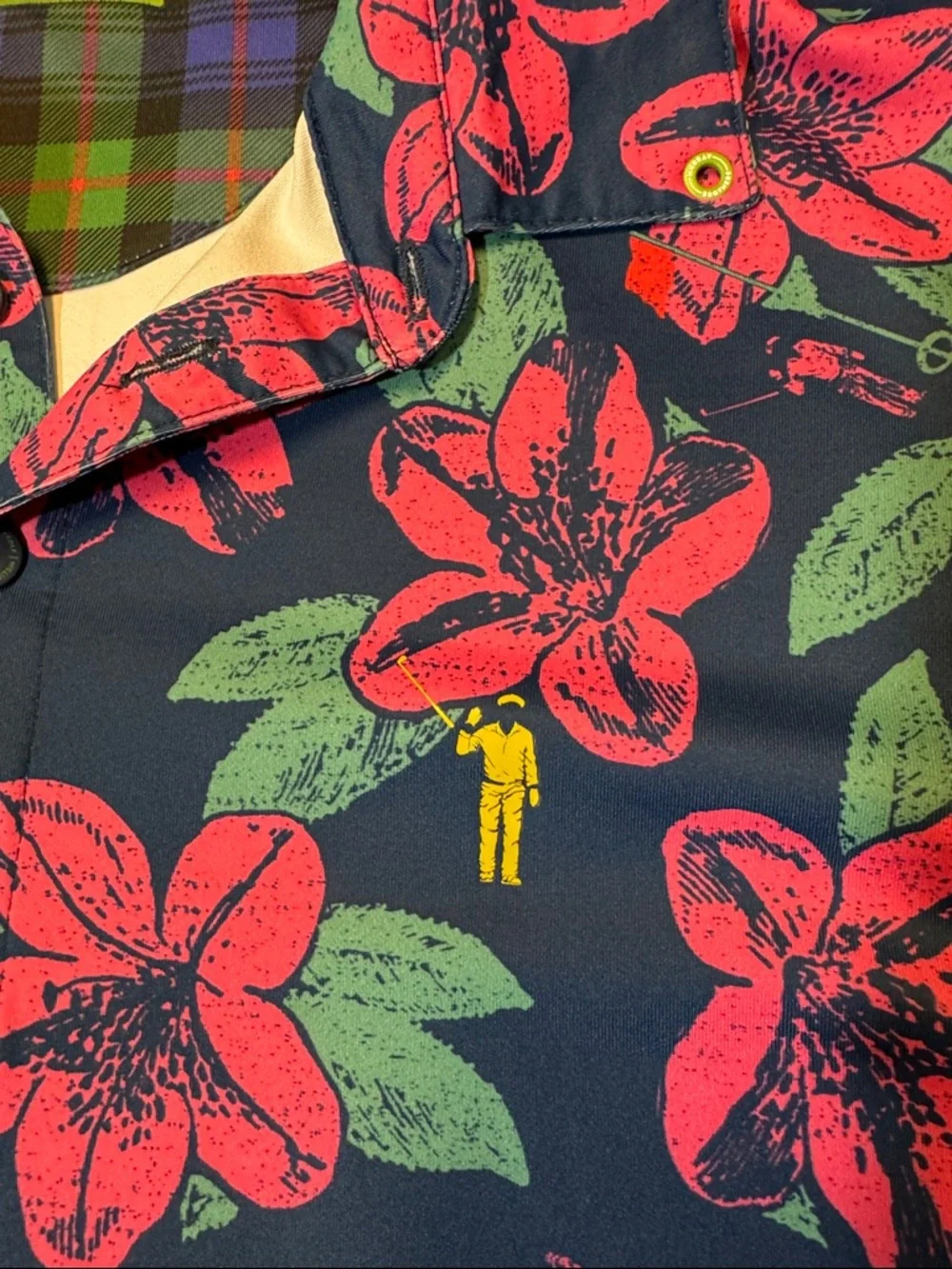 William Murray mens M Medium pink floral performance golf polo shirt EUC - Picture 3 of 5